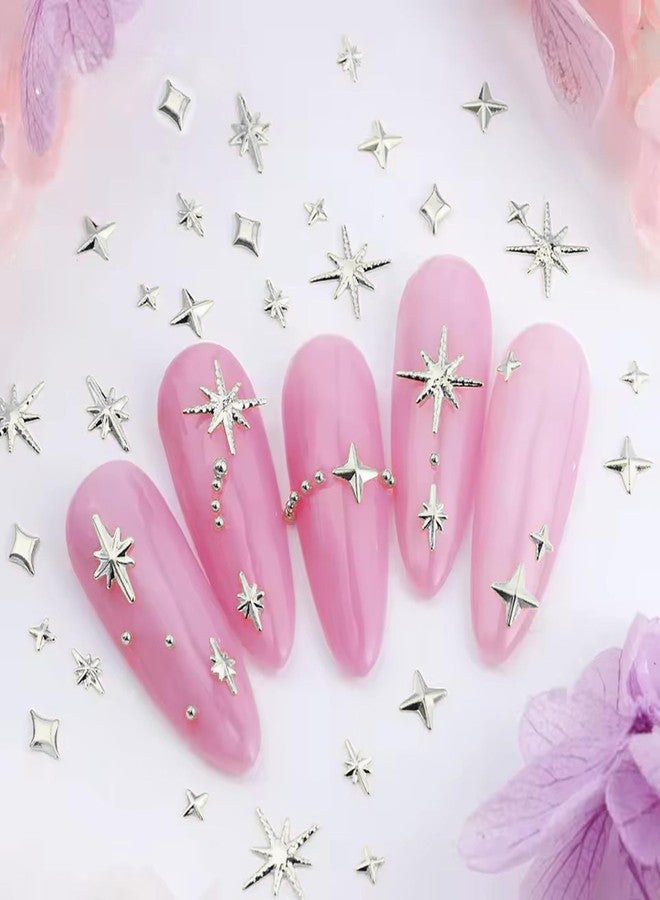 سيلبوي مجموعة سيلبيكوي من 600 قطعة من زينة الأظافر على شكل نجوم، زينة ثلاثية الأبعاد ذهبية وفضية على شكل نجوم وأقمار، مرصعة بأحجار الراين المعدنية، إكسسوارات أظافر للنساء والفتيات، أظافر أكريليك. - Image 4